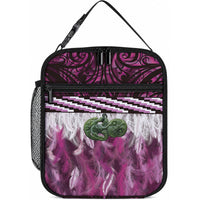 Pink Traditional Cloak Aotearoa Lunch Bag Maori Paua Shell Korowai Pattern LT14 10.2 × 8.3 × 4.3 inch Pink - Polynesian Pride