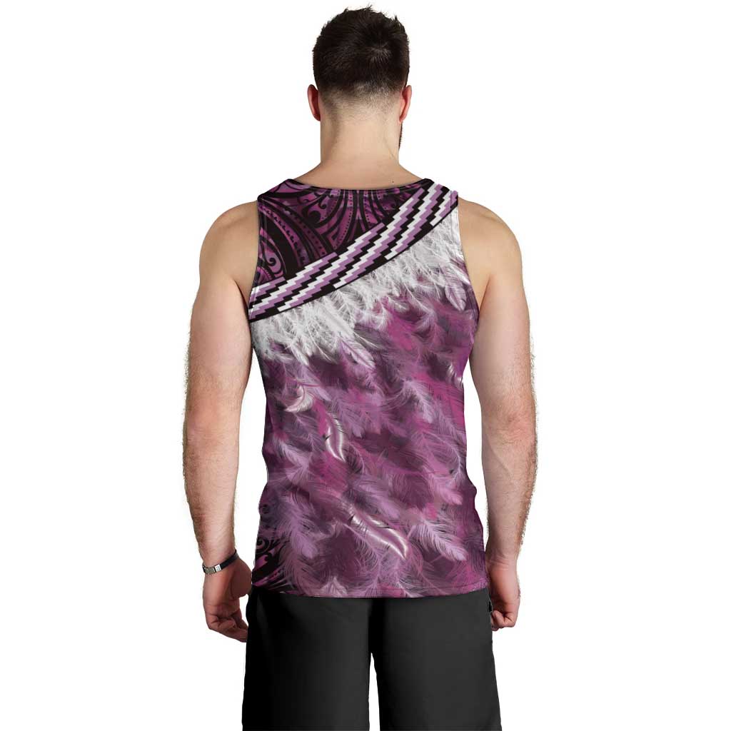 Pink Traditional Cloak Aotearoa Men Tank Top Maori Paua Shell Korowai Pattern LT14 - Polynesian Pride