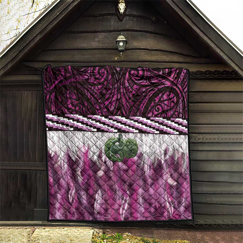 Pink Traditional Cloak Aotearoa Quilt Maori Paua Shell Korowai Pattern