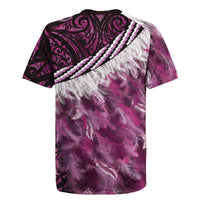 Pink Traditional Cloak Aotearoa Rugby Jersey Maori Paua Shell Korowai Pattern
