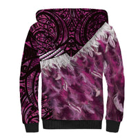 Pink Traditional Cloak Aotearoa Sherpa Hoodie Maori Paua Shell Korowai Pattern LT14 - Polynesian Pride