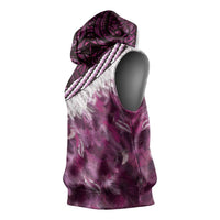 Pink Traditional Cloak Aotearoa Sleeveless Hoodie Maori Paua Shell Korowai Pattern - Polynesian Pride