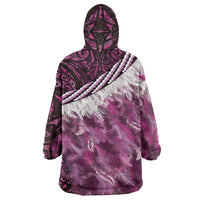 Pink Traditional Cloak Aotearoa Wearable Blanket Hoodie Maori Paua Shell Korowai Pattern LT14 - Polynesian Pride