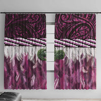 Pink Traditional Cloak Aotearoa Window Curtain Maori Paua Shell Korowai Pattern LT14 With Hooks Pink - Polynesian Pride
