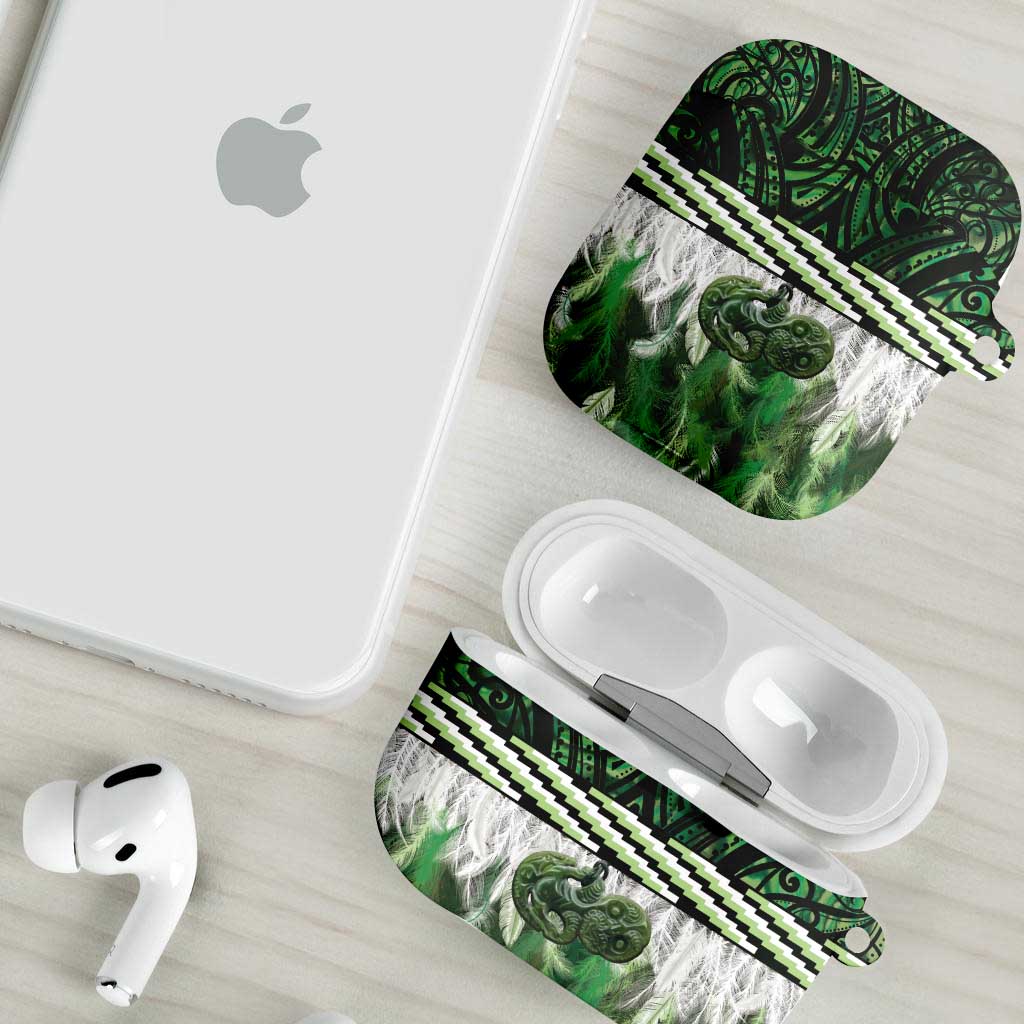 Green Traditional Cloak Aotearoa AirPods Case Maori Paua Shell Korowai Pattern - Polynesian Pride