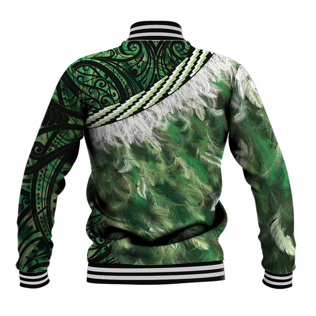 Green Traditional Cloak Aotearoa Baseball Jacket Maori Paua Shell Korowai Pattern LT14 - Polynesian Pride