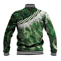 Green Traditional Cloak Aotearoa Baseball Jacket Maori Paua Shell Korowai Pattern LT14 - Polynesian Pride