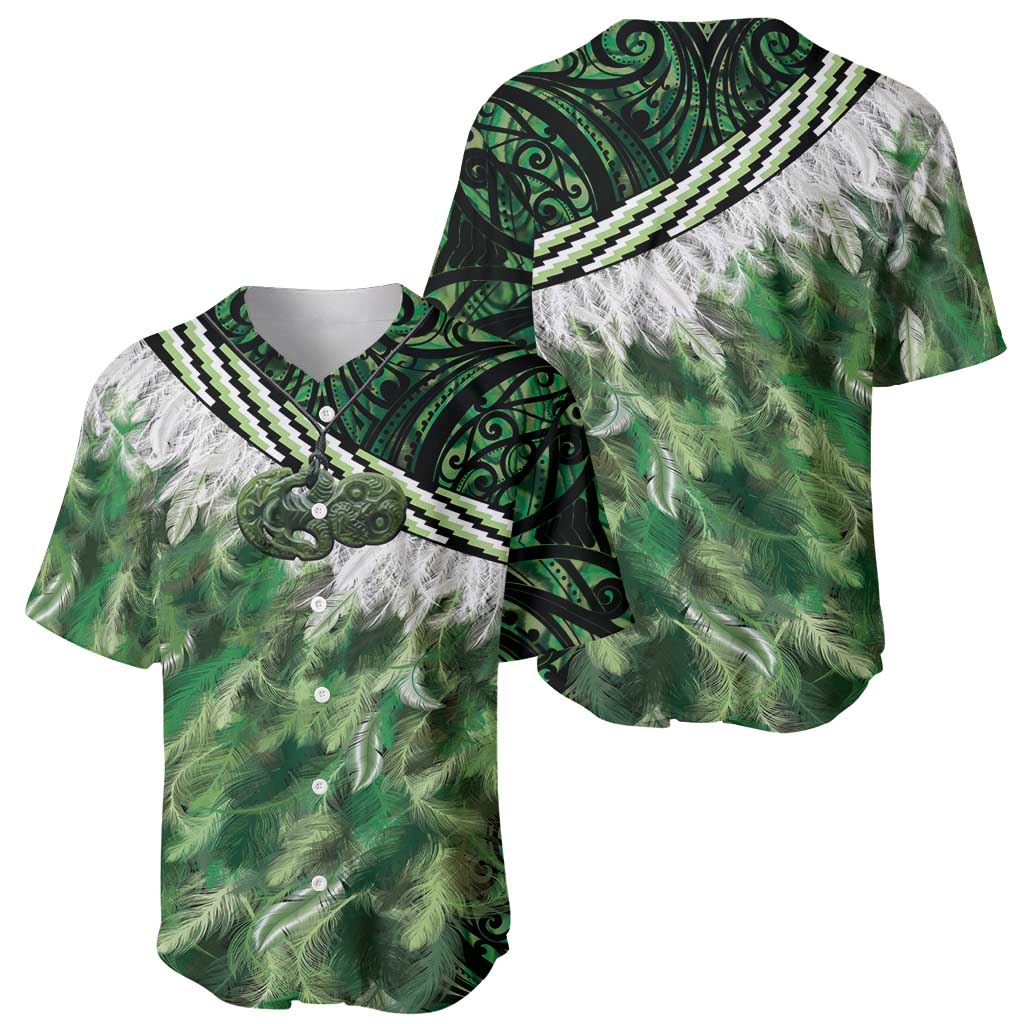 Green Traditional Cloak Aotearoa Baseball Jersey Maori Paua Shell Korowai Pattern