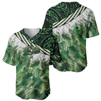 Green Traditional Cloak Aotearoa Baseball Jersey Maori Paua Shell Korowai Pattern