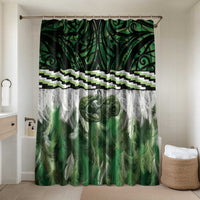 Green Traditional Cloak Aotearoa Bathroom Set Maori Paua Shell Korowai Pattern - Polynesian Pride