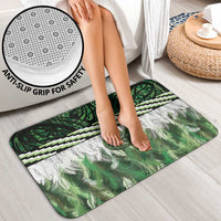 Green Traditional Cloak Aotearoa Bathroom Set Maori Paua Shell Korowai Pattern - Polynesian Pride