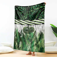 Green Traditional Cloak Aotearoa Blanket Maori Paua Shell Korowai Pattern LT14 - Polynesian Pride