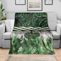 Green Traditional Cloak Aotearoa Blanket Maori Paua Shell Korowai Pattern LT14 - Polynesian Pride