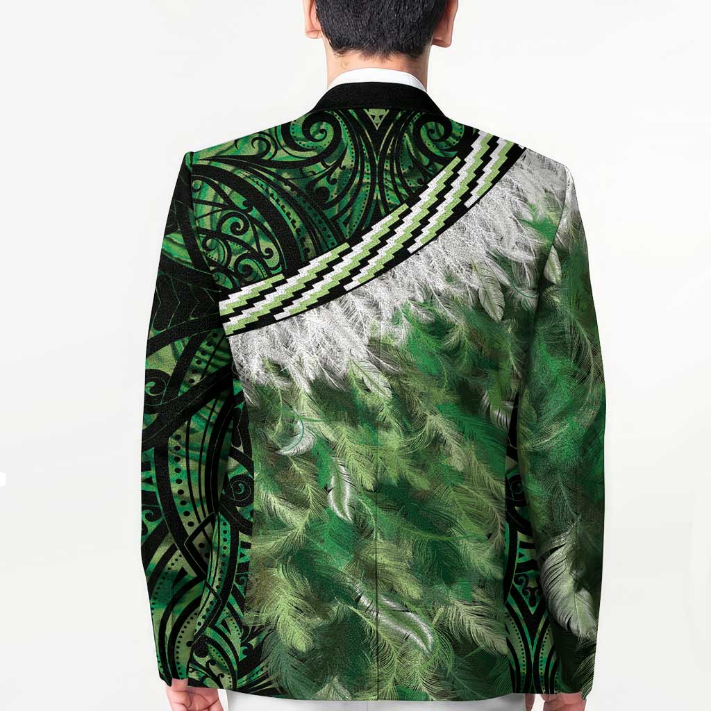 Green Traditional Cloak Aotearoa Blazer Maori Paua Shell Korowai Pattern - Polynesian Pride