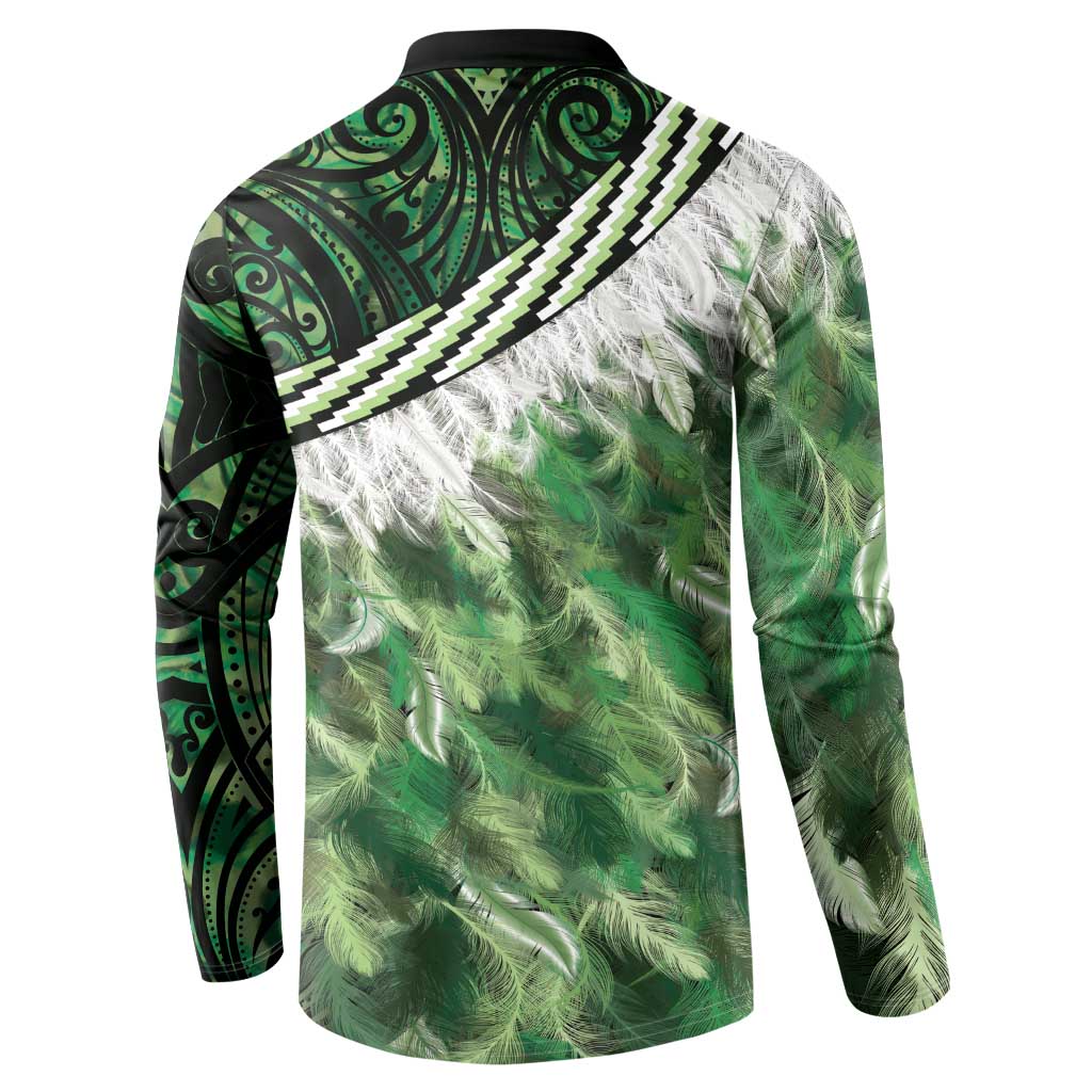 Green Traditional Cloak Aotearoa Button Sweatshirt Maori Paua Shell Korowai Pattern LT14 - Polynesian Pride