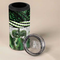 Green Traditional Cloak Aotearoa 4 in 1 Can Cooler Tumbler Maori Paua Shell Korowai Pattern LT14 - Polynesian Pride