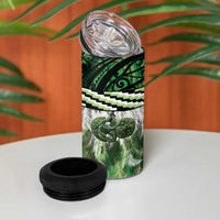 Green Traditional Cloak Aotearoa 4 in 1 Can Cooler Tumbler Maori Paua Shell Korowai Pattern LT14 - Polynesian Pride