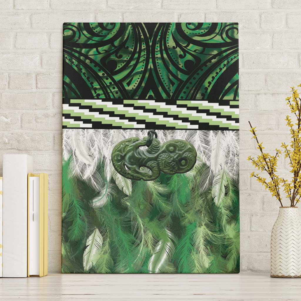Green Traditional Cloak Aotearoa Canvas Wall Art Maori Paua Shell Korowai Pattern LT14 Without Frame Green - Polynesian Pride