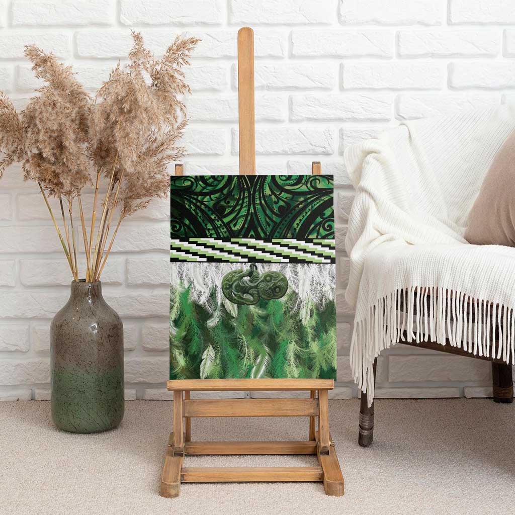 Green Traditional Cloak Aotearoa Canvas Wall Art Maori Paua Shell Korowai Pattern LT14 - Polynesian Pride
