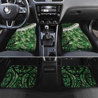 Green Traditional Cloak Aotearoa Car Mats Maori Paua Shell Korowai Pattern LT14 Set 4pcs Green - Polynesian Pride