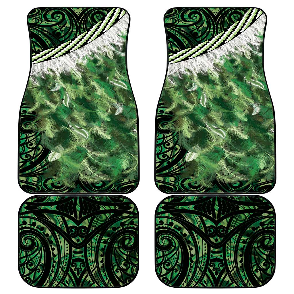 Green Traditional Cloak Aotearoa Car Mats Maori Paua Shell Korowai Pattern LT14 - Polynesian Pride