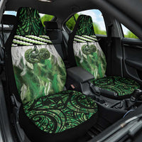 Green Traditional Cloak Aotearoa Car Seat Cover Maori Paua Shell Korowai Pattern