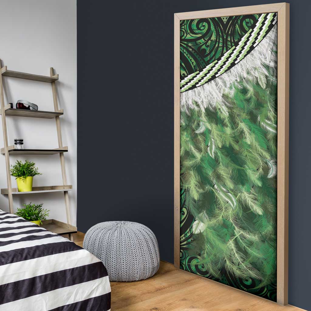 Green Traditional Cloak Aotearoa Door Cover Maori Paua Shell Korowai Pattern - Polynesian Pride