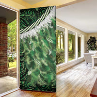 Green Traditional Cloak Aotearoa Door Cover Maori Paua Shell Korowai Pattern - Polynesian Pride