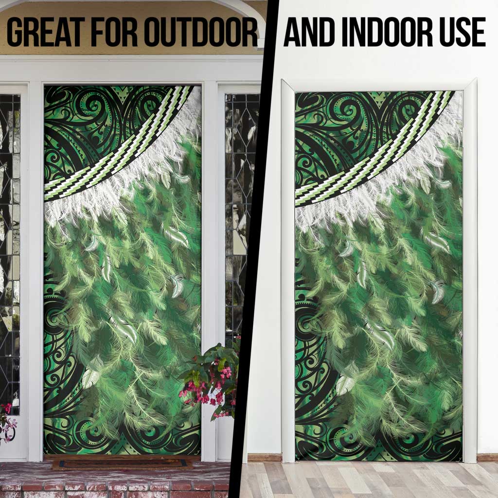 Green Traditional Cloak Aotearoa Door Cover Maori Paua Shell Korowai Pattern - Polynesian Pride