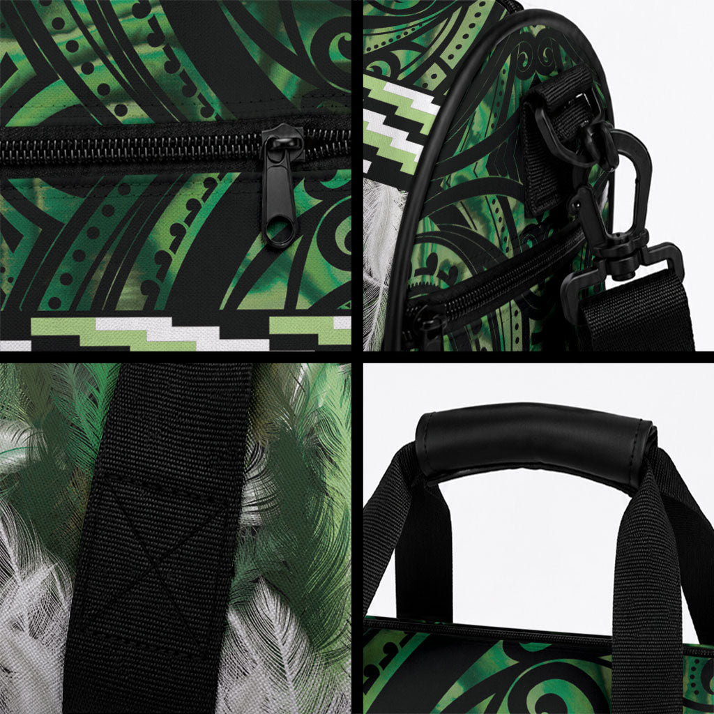 Green Traditional Cloak Aotearoa Duffle Bag Maori Paua Shell Korowai Pattern LT14 - Polynesian Pride