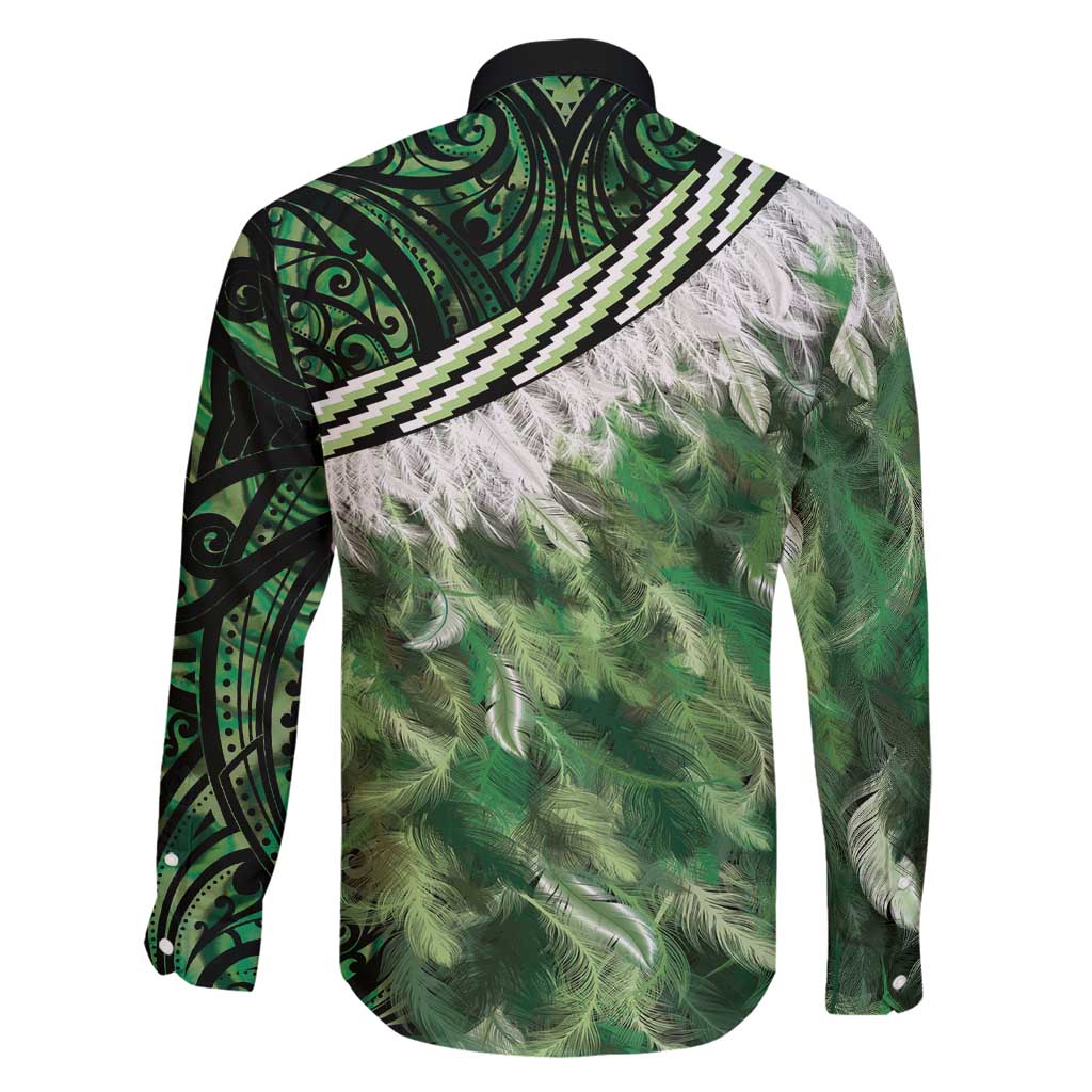 Green Traditional Cloak Aotearoa Family Matching Long Sleeve Bodycon Dress and Hawaiian Shirt Maori Paua Shell Korowai Pattern
