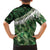 Green Traditional Cloak Aotearoa Family Matching Off Shoulder Maxi Dress and Hawaiian Shirt Maori Paua Shell Korowai Pattern
