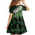 Green Traditional Cloak Aotearoa Family Matching Off Shoulder Maxi Dress and Hawaiian Shirt Maori Paua Shell Korowai Pattern