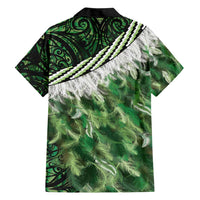 Green Traditional Cloak Aotearoa Family Matching Short Sleeve Bodycon Dress and Hawaiian Shirt Maori Paua Shell Korowai Pattern