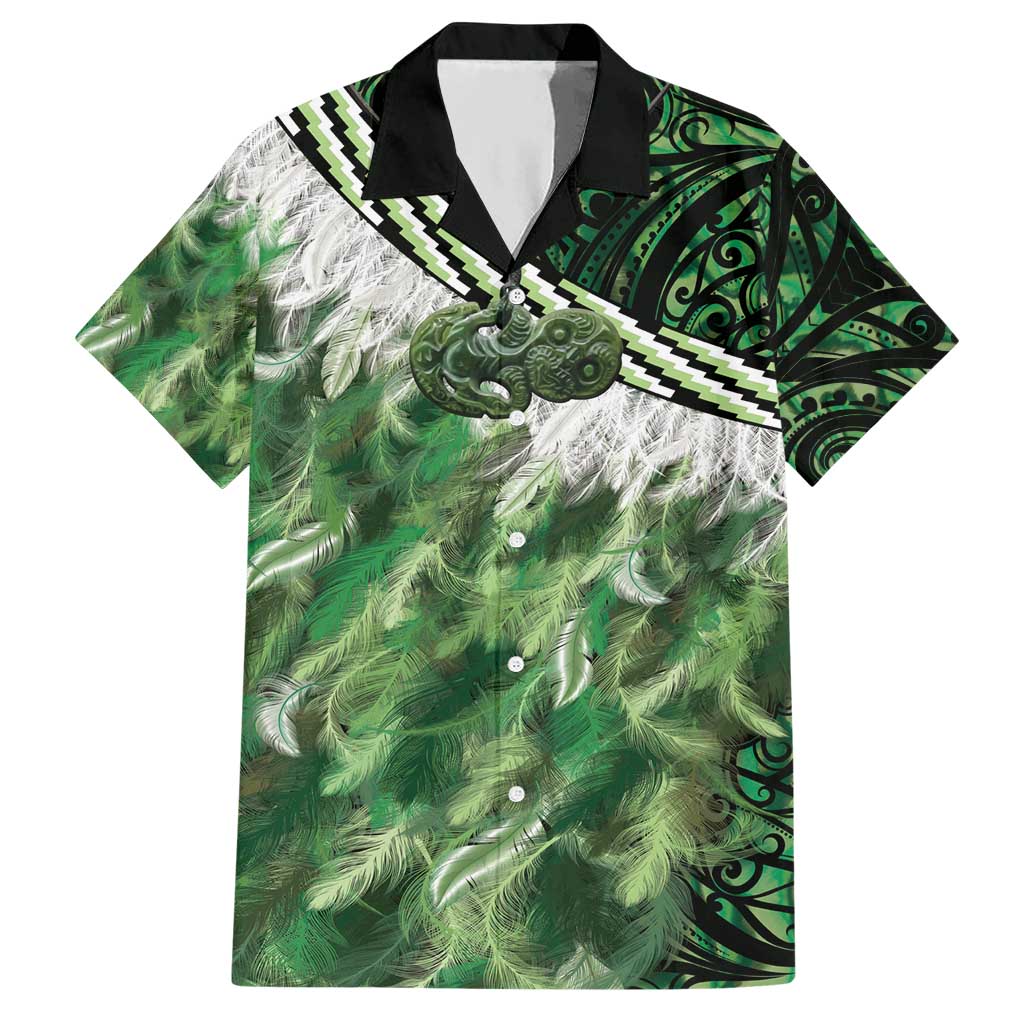 Green Traditional Cloak Aotearoa Hawaiian Shirt Maori Paua Shell Korowai Pattern LT14 Green - Polynesian Pride