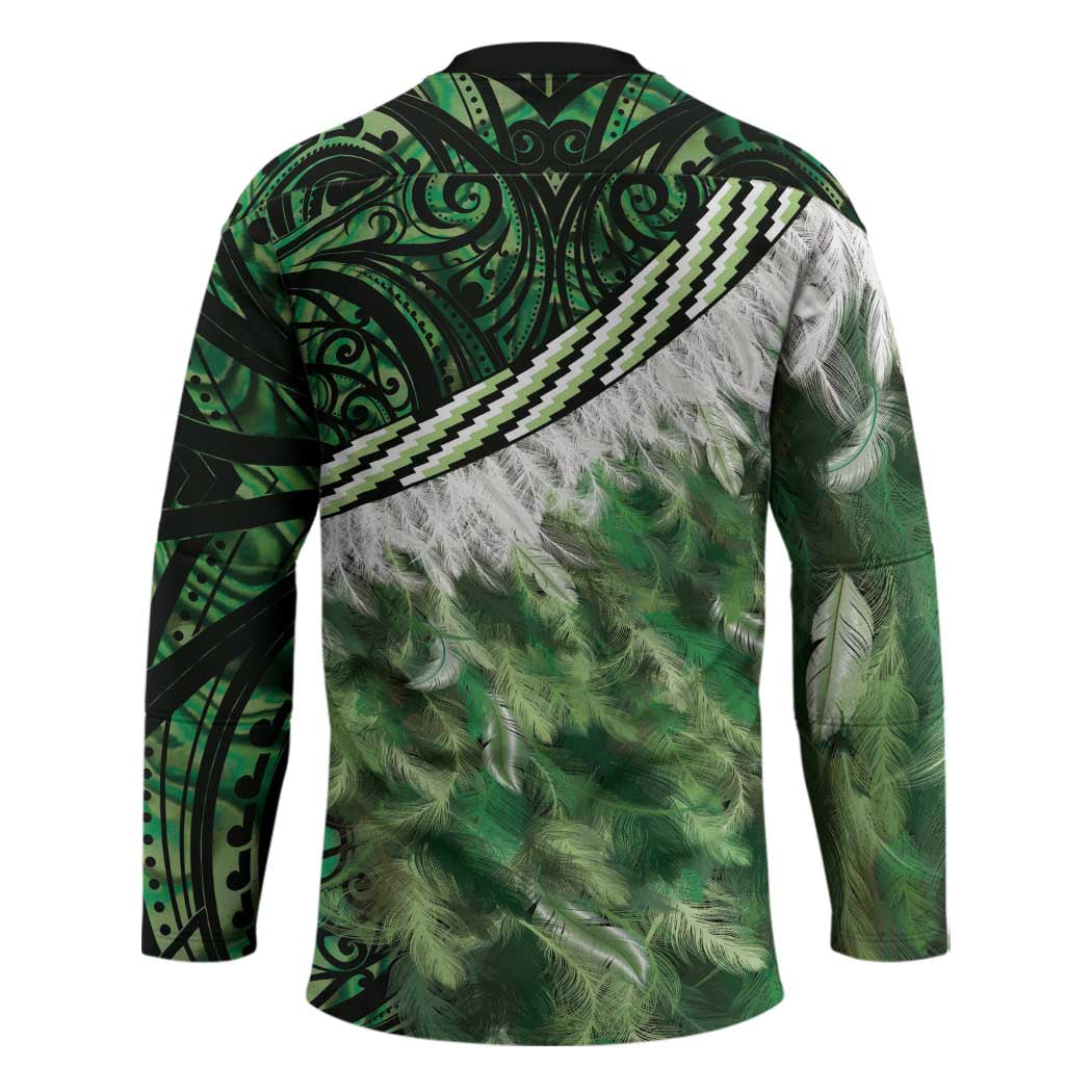 Green Traditional Cloak Aotearoa Hockey Jersey Maori Paua Shell Korowai Pattern - Polynesian Pride