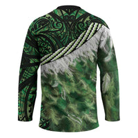 Green Traditional Cloak Aotearoa Hockey Jersey Maori Paua Shell Korowai Pattern - Polynesian Pride