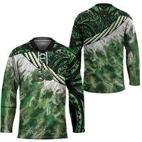 Green Traditional Cloak Aotearoa Hockey Jersey Maori Paua Shell Korowai Pattern - Polynesian Pride