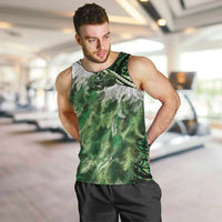 Green Traditional Cloak Aotearoa Men Tank Top Maori Paua Shell Korowai Pattern LT14 Green - Polynesian Pride