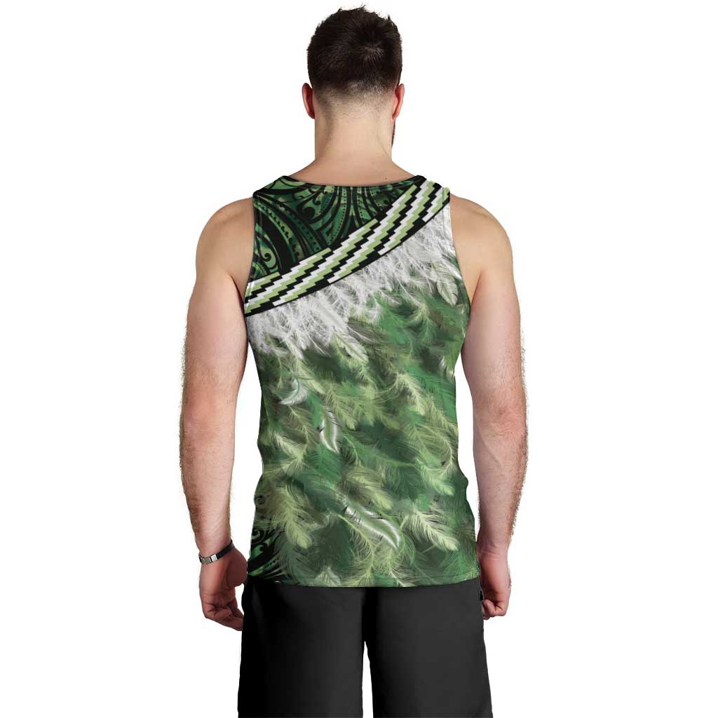 Green Traditional Cloak Aotearoa Men Tank Top Maori Paua Shell Korowai Pattern LT14 - Polynesian Pride