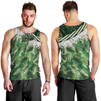 Green Traditional Cloak Aotearoa Men Tank Top Maori Paua Shell Korowai Pattern LT14 - Polynesian Pride