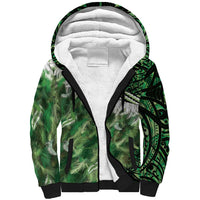 Green Traditional Cloak Aotearoa Sherpa Hoodie Maori Paua Shell Korowai Pattern LT14 Unisex Green - Polynesian Pride
