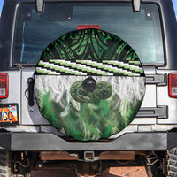Green Traditional Cloak Aotearoa Spare Tire Cover Maori Paua Shell Korowai Pattern