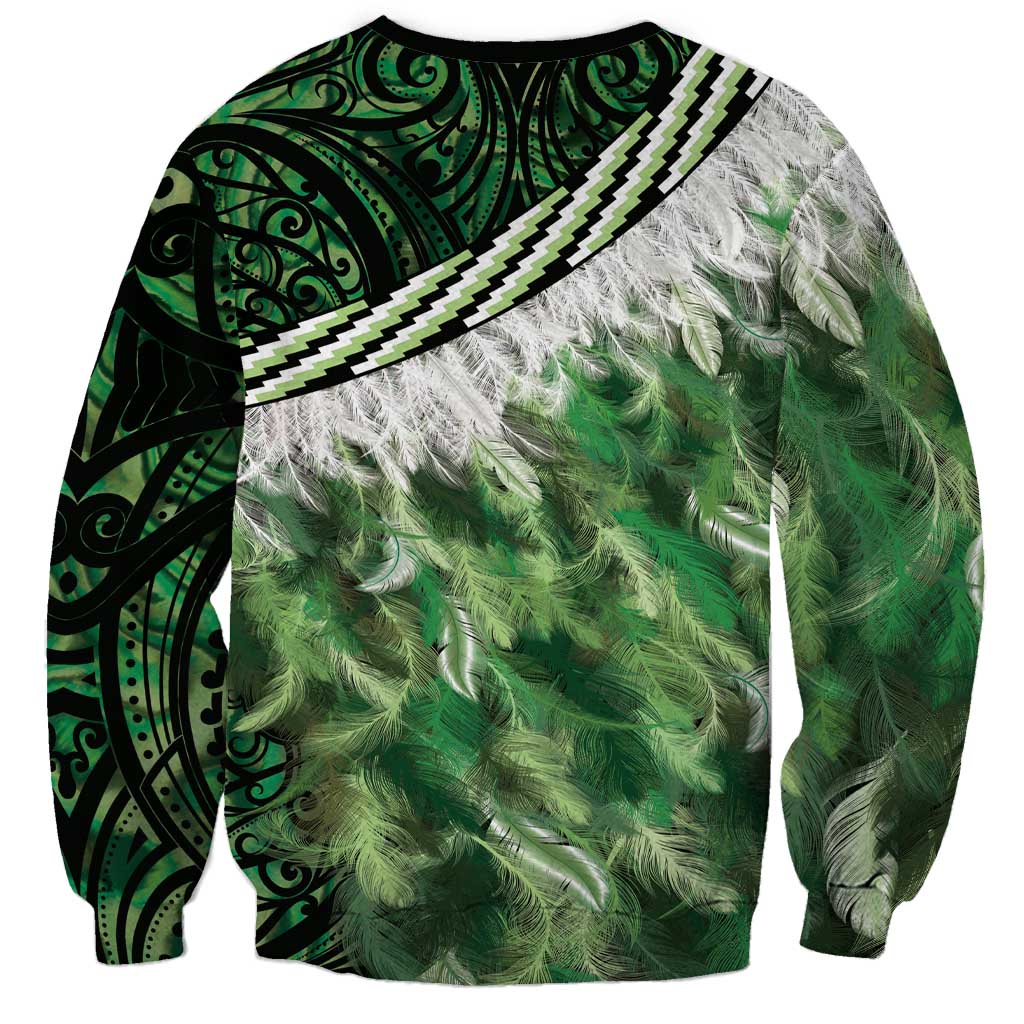 Green Traditional Cloak Aotearoa Sweatshirt Maori Paua Shell Korowai Pattern LT14 - Polynesian Pride