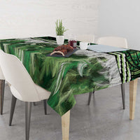 Green Traditional Cloak Aotearoa Tablecloth Maori Paua Shell Korowai Pattern LT14 - Polynesian Pride