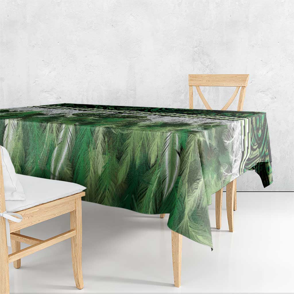 Green Traditional Cloak Aotearoa Tablecloth Maori Paua Shell Korowai Pattern LT14 - Polynesian Pride