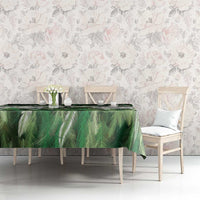 Green Traditional Cloak Aotearoa Tablecloth Maori Paua Shell Korowai Pattern LT14 - Polynesian Pride