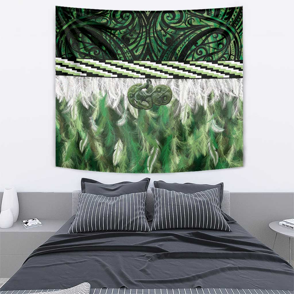 Green Traditional Cloak Aotearoa Tapestry Maori Paua Shell Korowai Pattern