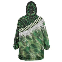 Green Traditional Cloak Aotearoa Wearable Blanket Hoodie Maori Paua Shell Korowai Pattern LT14 - Polynesian Pride