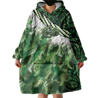 Green Traditional Cloak Aotearoa Wearable Blanket Hoodie Maori Paua Shell Korowai Pattern LT14 - Polynesian Pride